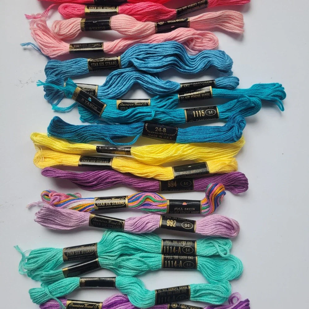 Vintage Embroidery Floss Lot JP Coats American Thread Co Star Six Strand